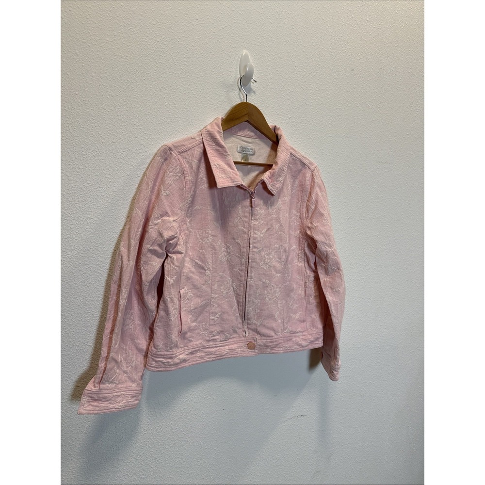 Pink Jacquard Linen Boxy Jacket by Christopher and‎ Banks Size XL